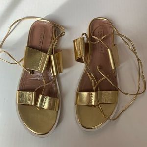 BCBG GOLD TIE UP SANDALS